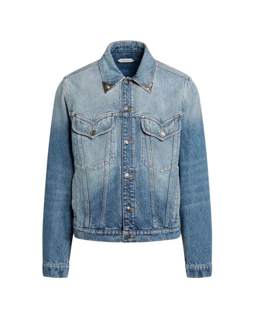 Versace Blue Faded-Effect Denim Jacket for men