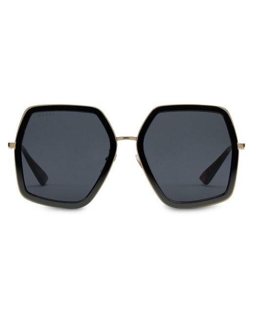 Gucci Black Eckige Oversized-Sonnenbrille