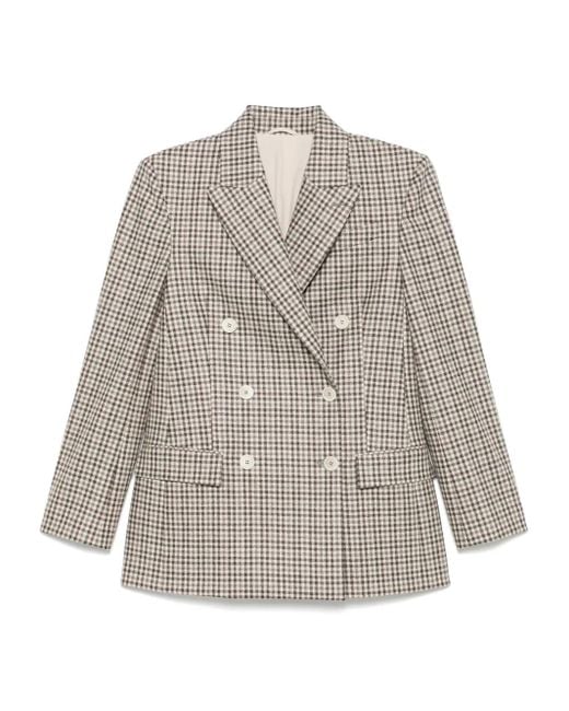 Brunello Cucinelli White Check Double-Breasted Blazer