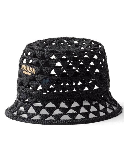 Prada Black Logo-embroidered Bucket Hat