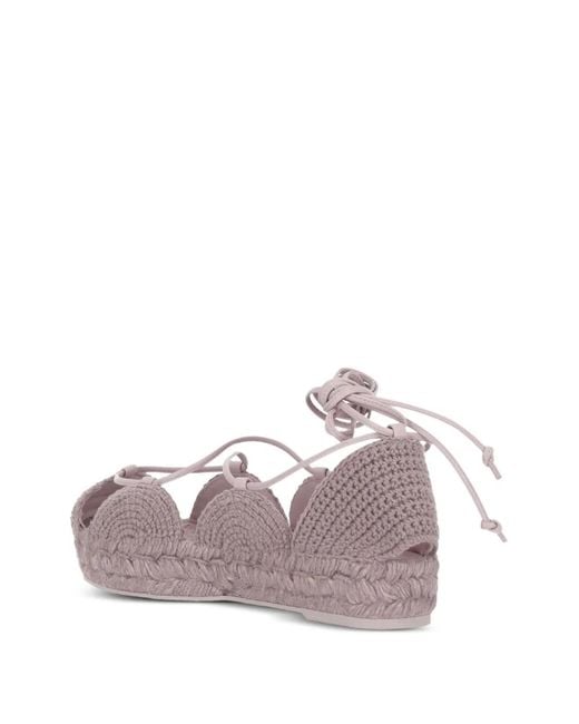 Loewe Pink Lace-Up Flat Espadrilles