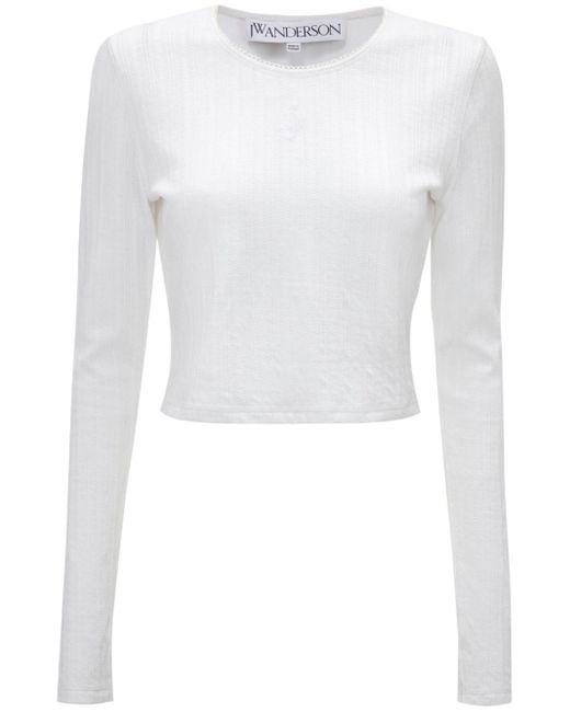 J.W. Anderson White Logo-Jacquard Cotton T-Shirt