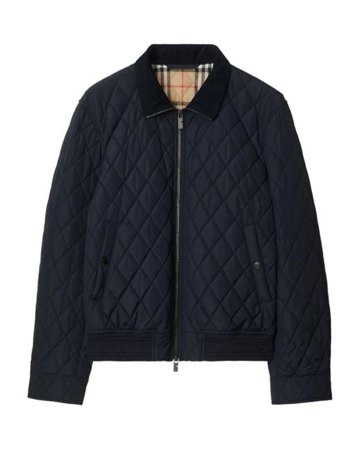 メンズ Burberry キルティング ボンバージャケット Blue