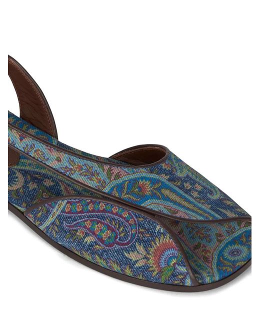 Etro Blue Low Jacquard Denim Sandals