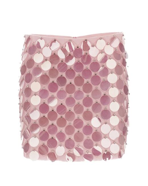 Des Phemmes Pink Sequin-Embellished Crystal-Embroidery Skirt