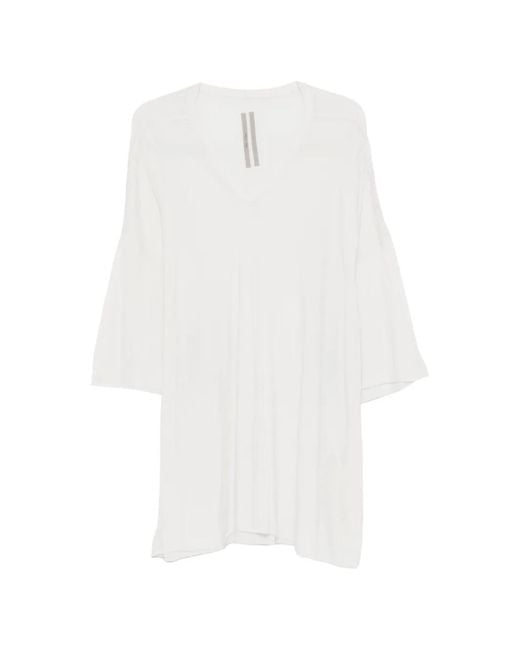 Rick Owens White T-Shirt V Tommy À Col V for men