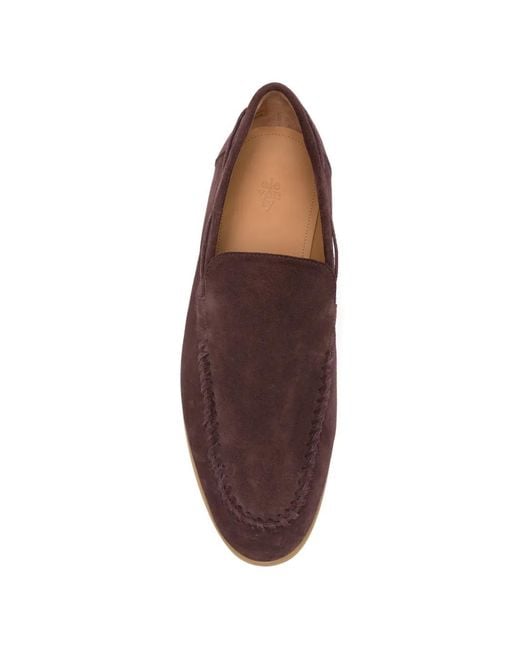 Eleventy Brown Whipstitch-Trim Suede Loafers for men