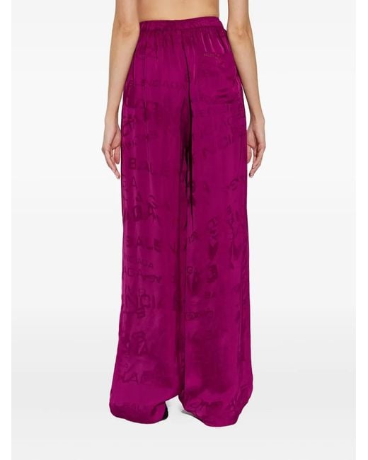 Balenciaga Purple Logo-Pattern Trousers