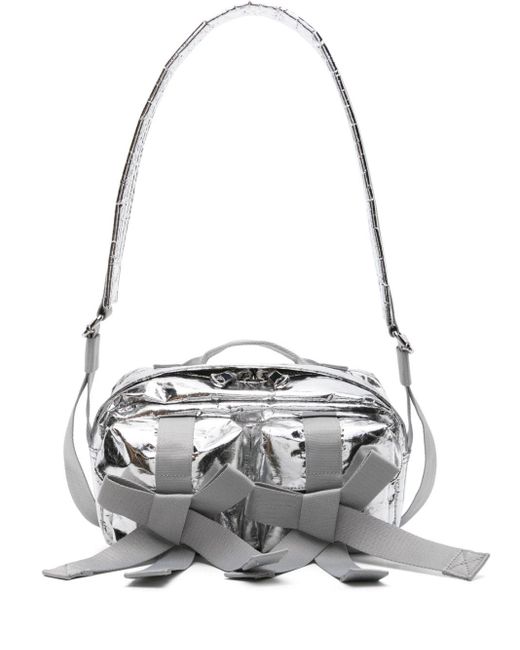 Simone Rocha White Bow-detail Metallic Crossbody Bag