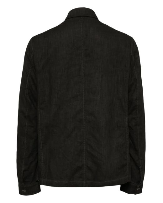 Poeme Bohemien Black Linen Shirt Jacket for men