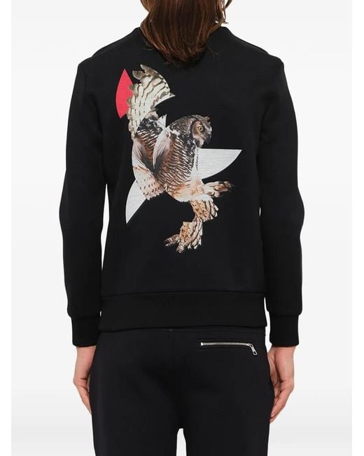 Neil Barrett Black Owl-Print Sweater for men