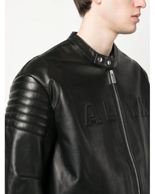 1017 ALYX 9SM Black Logo-Embossed Leather Jacket for men