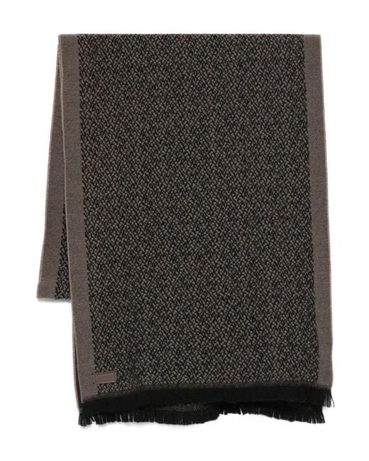 Canali Black Fringed Scarf for men