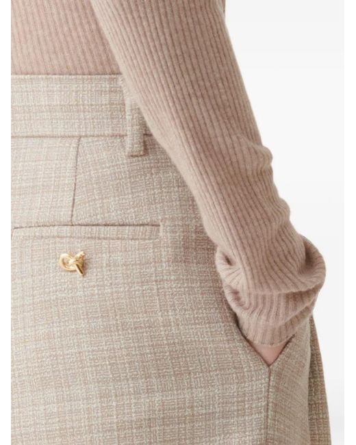 Fabiana Filippi White Pleated Check-Pattern Trousers