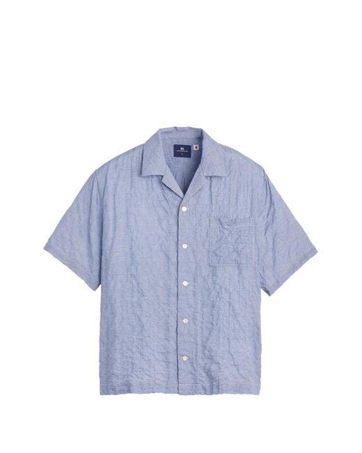 Levi's Blue Short-Sleeved Camp-Collar Shirt for men