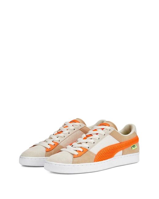 PUMA Orange Suede-Panel Sneakers for men