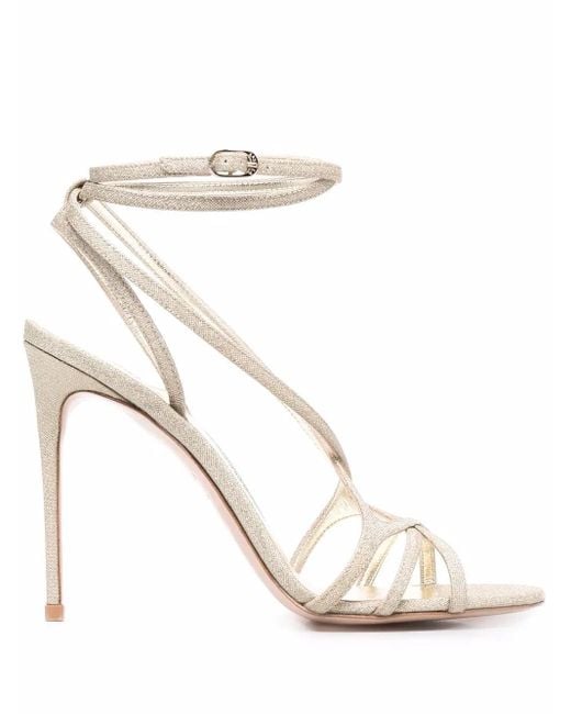 Le Silla White Metallic Strap-Wrap Sandals