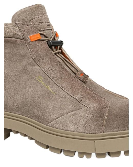 Santoni Brown Suede Hiking Boots for men