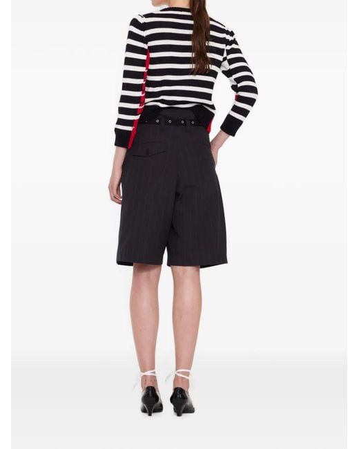 La Fetiche Black Mitzi Striped V-Neck Sweater