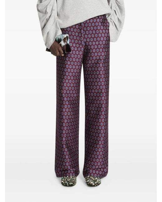 Dries Van Noten プリント パンツ Purple