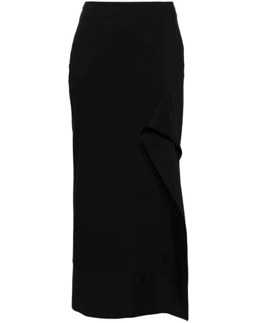 V:PM ATELIER Black Satine Pencil Midi Skirt