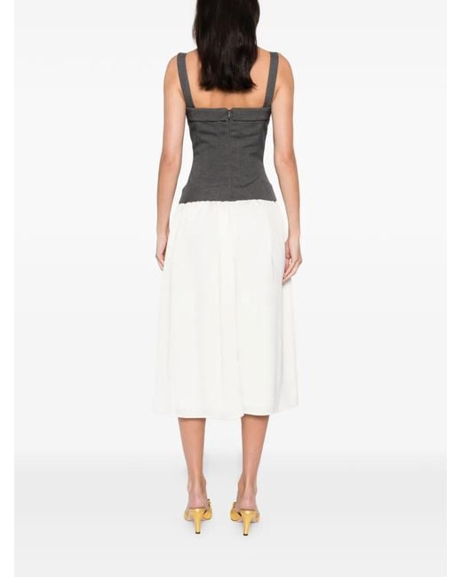 Stine Goya Black Square-Neck Midi Dress