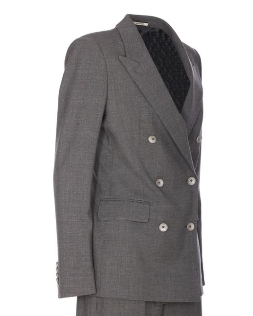 Tagliatore Gray Double-Breasted Wool Blazer