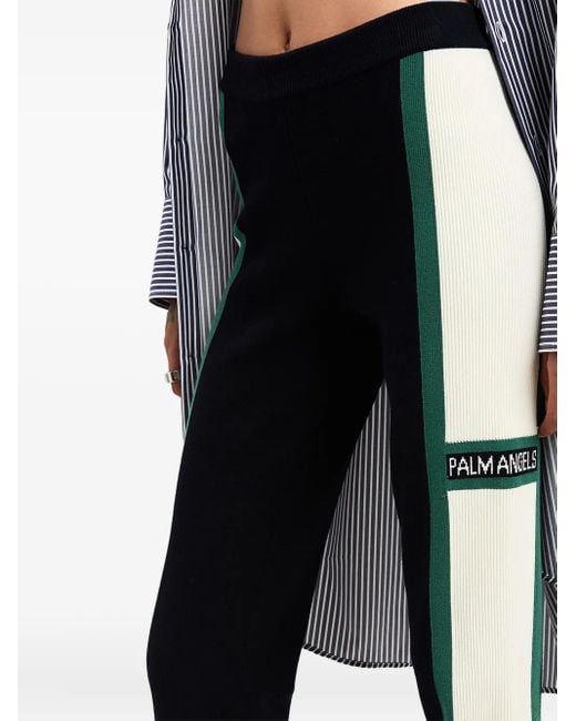 Palm Angels Cb Racing Gebreide Flared Broek in het Blue