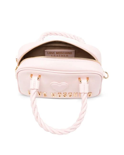 Love Moschino Pink Sac À Main À Patch Cœur