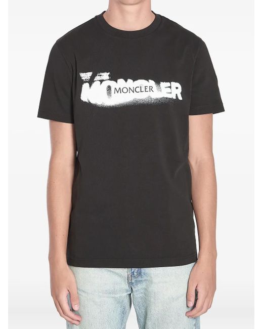 メンズ Moncler スプレープリント Tシャツ Black