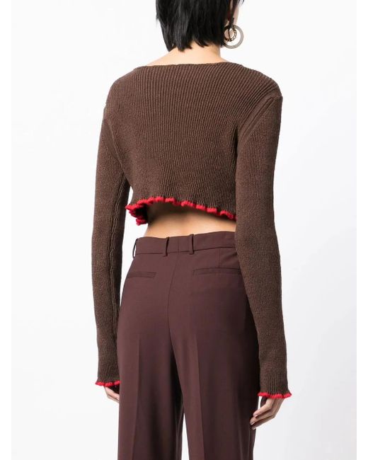 Jacquemus Brown La Maille Santon Cropped Jumper