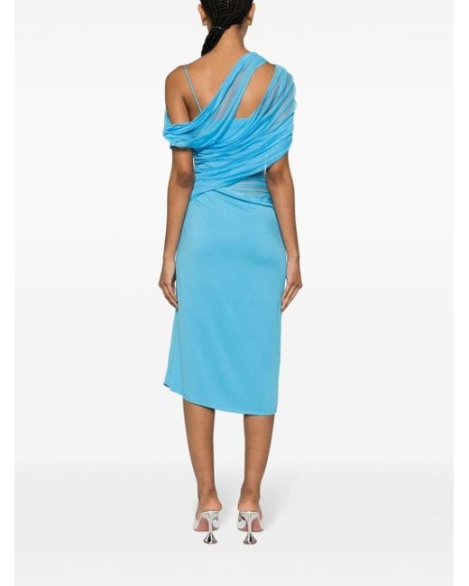 Christopher Esber Asymmetrische Mini-jurk Met Tulen Vlak in het Blue