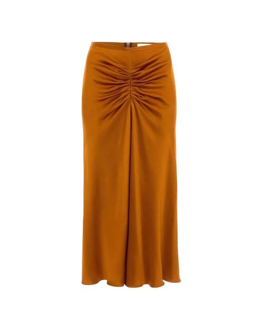 Victoria Beckham Orange Midi Bela Skirt