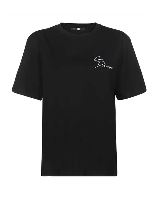 Karl Lagerfeld Black X Cara Delevingne Printed T-Shirt