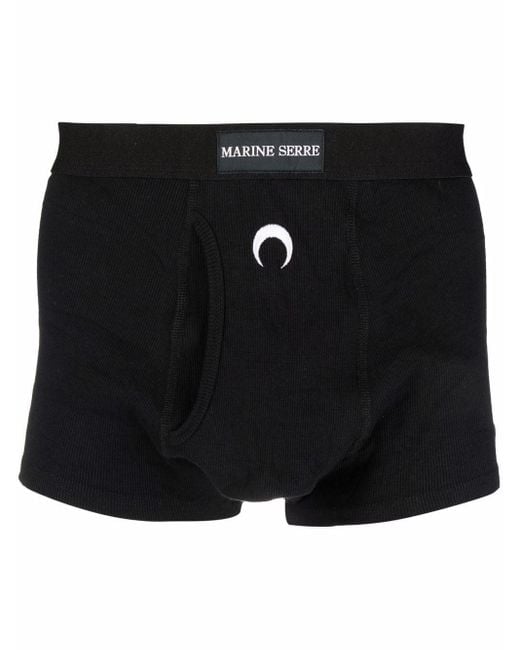 Marine Serre Cotton Icon Crescent Moon Logo-embroidered Boxer Shorts in ...