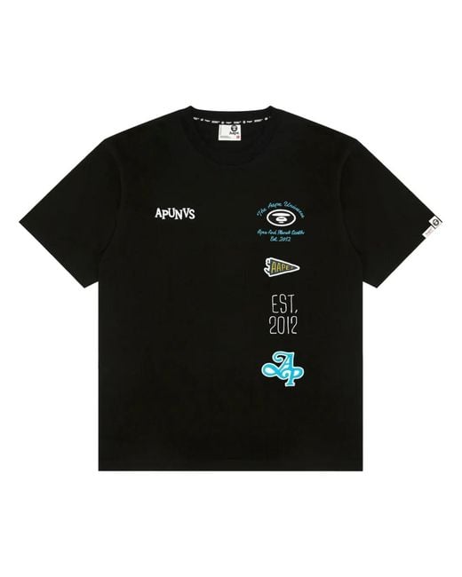 Aape By A Bathing Ape Black Text-Print T-Shirt for men
