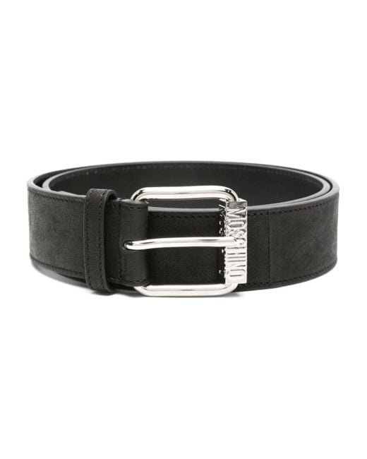 Moschino Black Logo-engraved Leather Belt for men