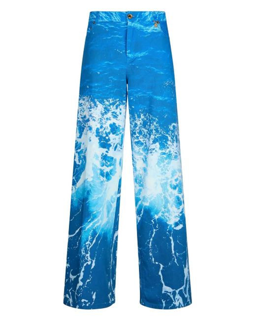 Roberto Cavalli Broek Met Grafische Print in het Blue