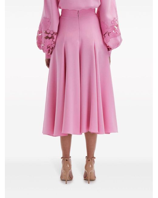 Vestido midi con cintura alta Oscar de la Renta de color Pink