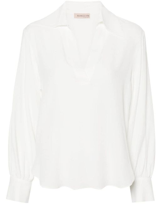 Benjamin silk blouse Blanca Vita de color White