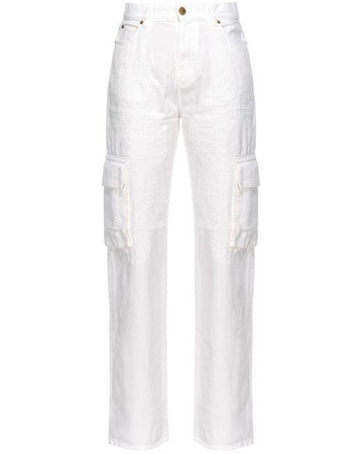 Pinko White Gerade High-Rise-Jeans