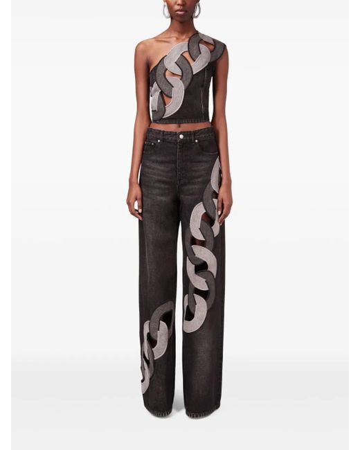 Area Gray Chain-detail Off-shoulder Top