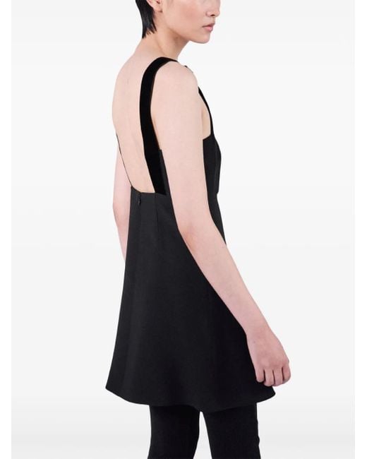 Prada Black Embroidered Cady Mini Dress