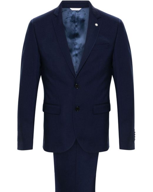 Manuel Ritz Blue Single-breasted Wool Suit for men