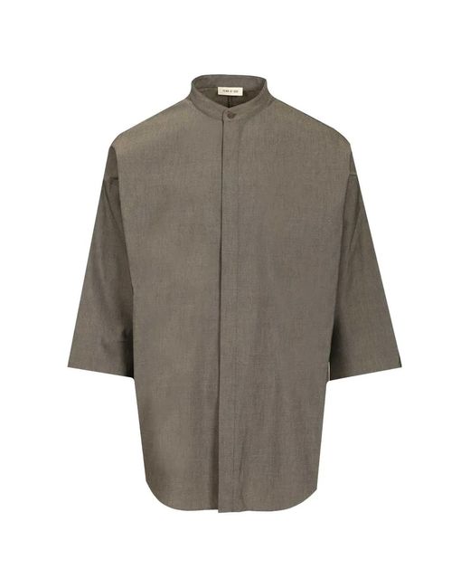 Fear Of God Gray Mandarin-Collar Shirt for men