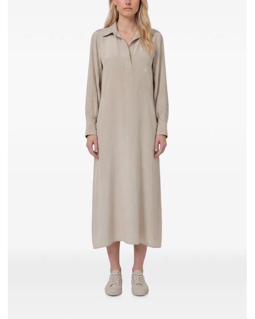 Max Mara Natural Gambero Silk Polo Midi Dress