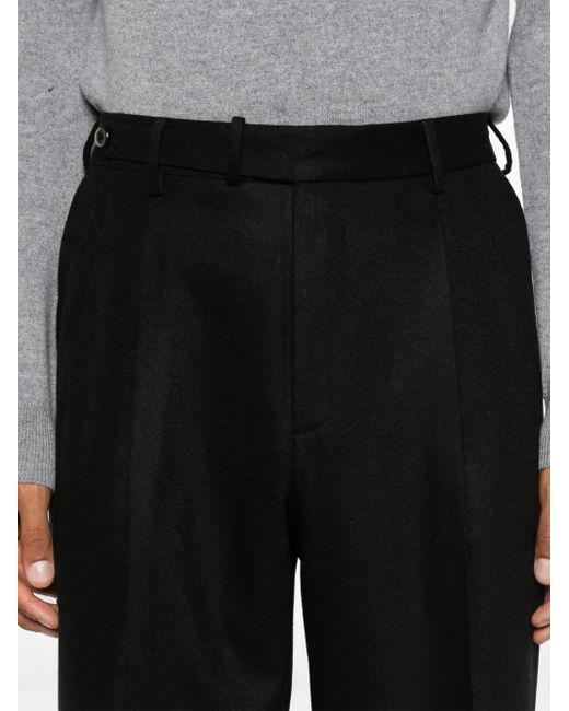 PT Torino Black Pressed Crease Trousers for men