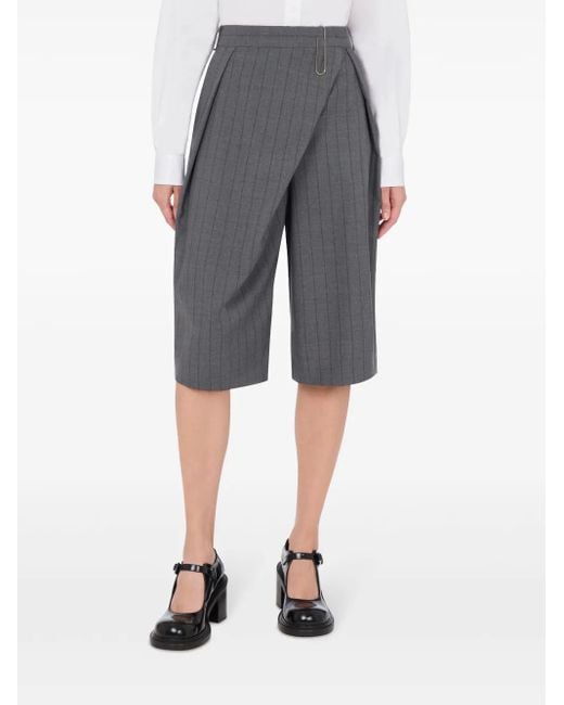 Moschino Gray Overlapping-Panel Shorts