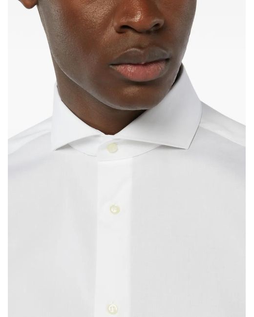 Boggi White Naples-Collar Pinpoint Shirt for men