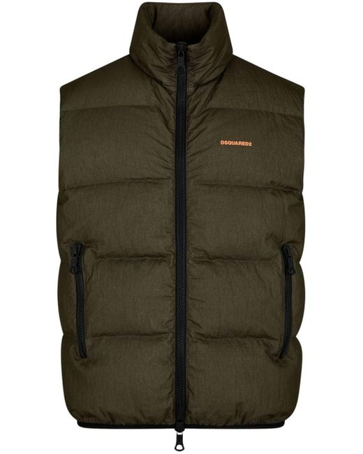 DSquared² Green Logo-embroidered Quilted Gilet for men